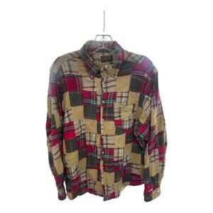 Vintage Cleve Shirtmakers Button Down Shirt Men's L Colorful Madras Patch Plaid